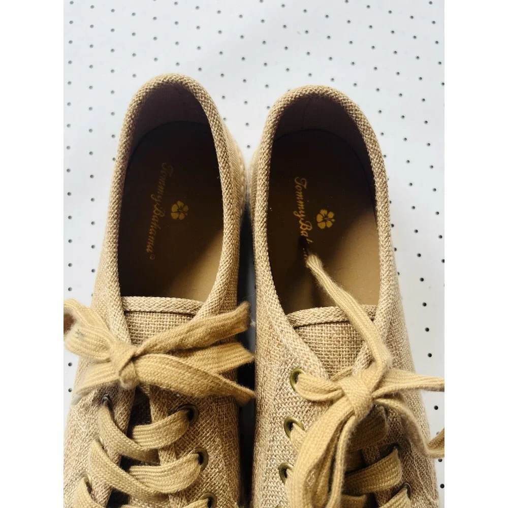 Tommy Bahama Tan Canvas Espadrille Lace-Up Sneakers